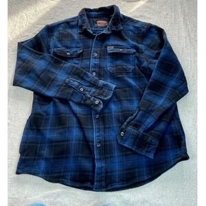 Orvis Classic Collection Mens XL Blue Plaid Flannel Button Down Shacket Shirt